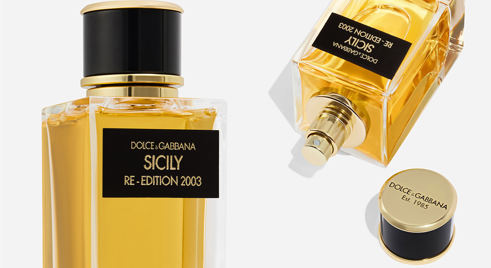 Dolce & Gabbana Sicily Re-Edition 2003 Eau de Parfum flakon z czarną etykietą i złotym haftem