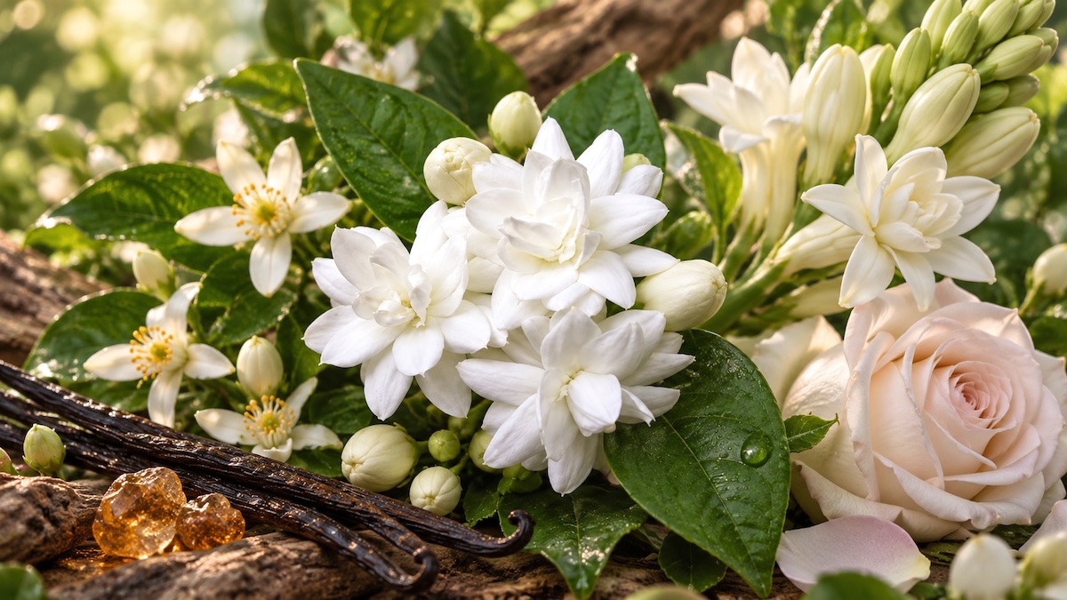 Jaśmin sambac w perfumerii z nutami białych kwiatów, cytrusów, owoców, wanilii i drewna