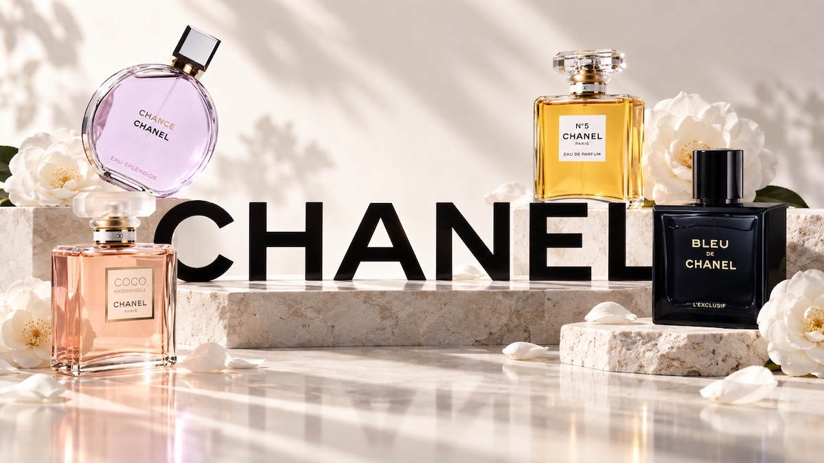 Chanel - perfumy i kolekcje zapachowe Perfumy Chanel - flakony i materiały związane z kolekcjami N°5, Chance, Coco Mademoiselle i Bleu de Chanel